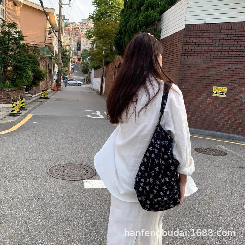 Japanese Niche Casual Style Cotton Bag Black Elegant All-match Large Capacity Tote Bag Women's Shoulder Bag Crossbody Bag