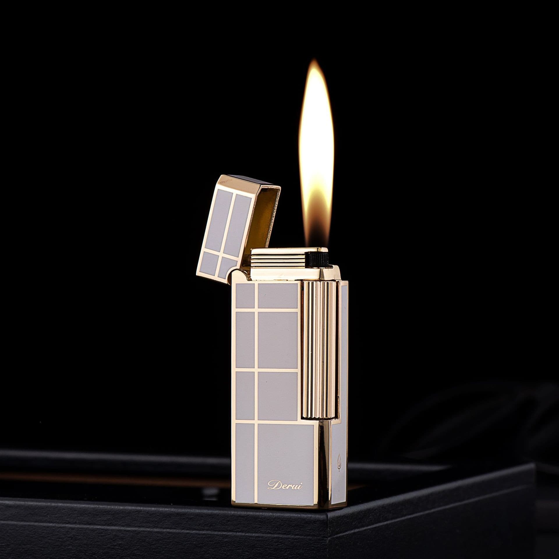 Derui Slim Series Refillable Flint Open Flame Lighter, Side Strike Flint Wheel, High-End Lighter Factory Wholesale