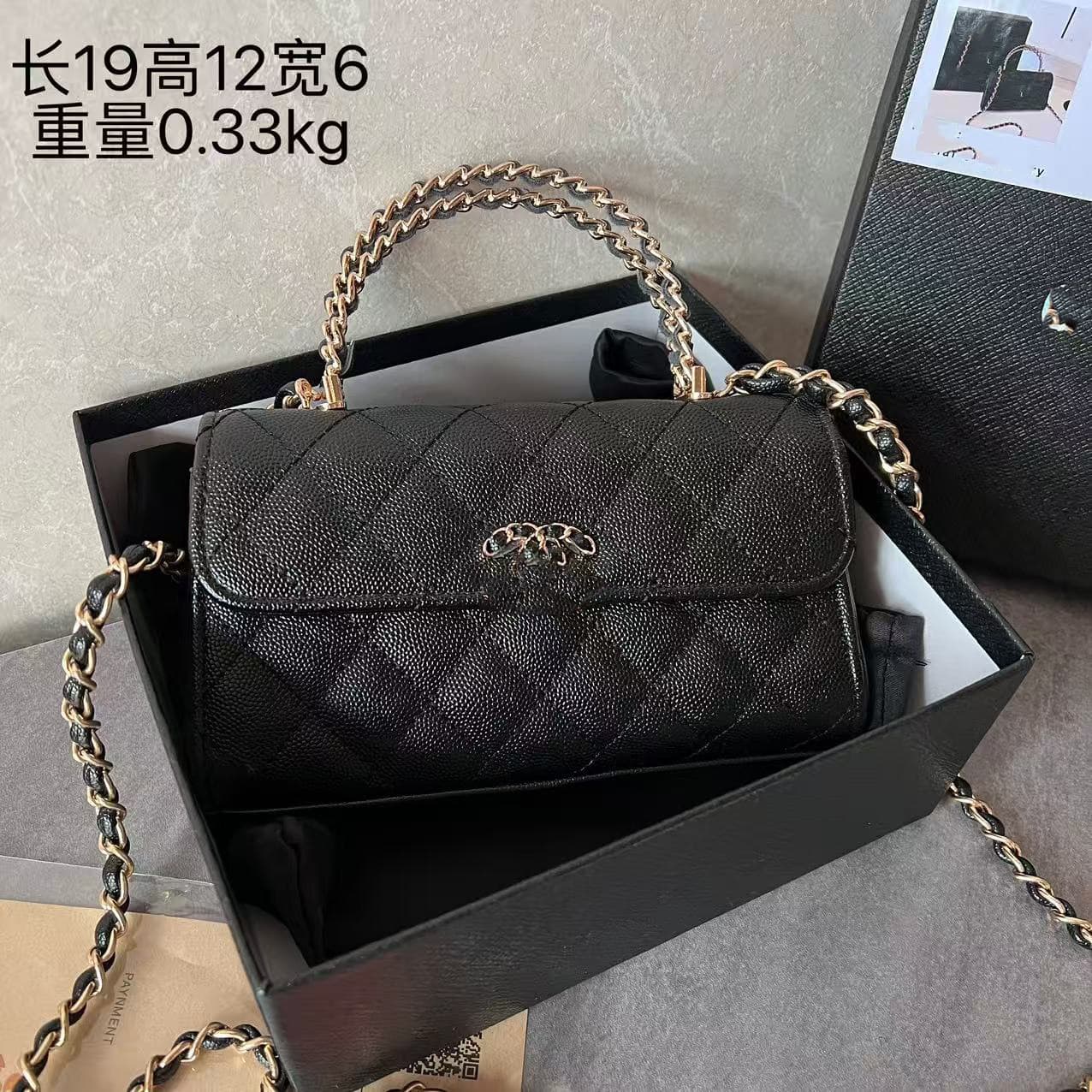 Tweed Style Women's Bag 23Pminikelly White Enamel Metal Handle Small Waste Bag Caviar Bag