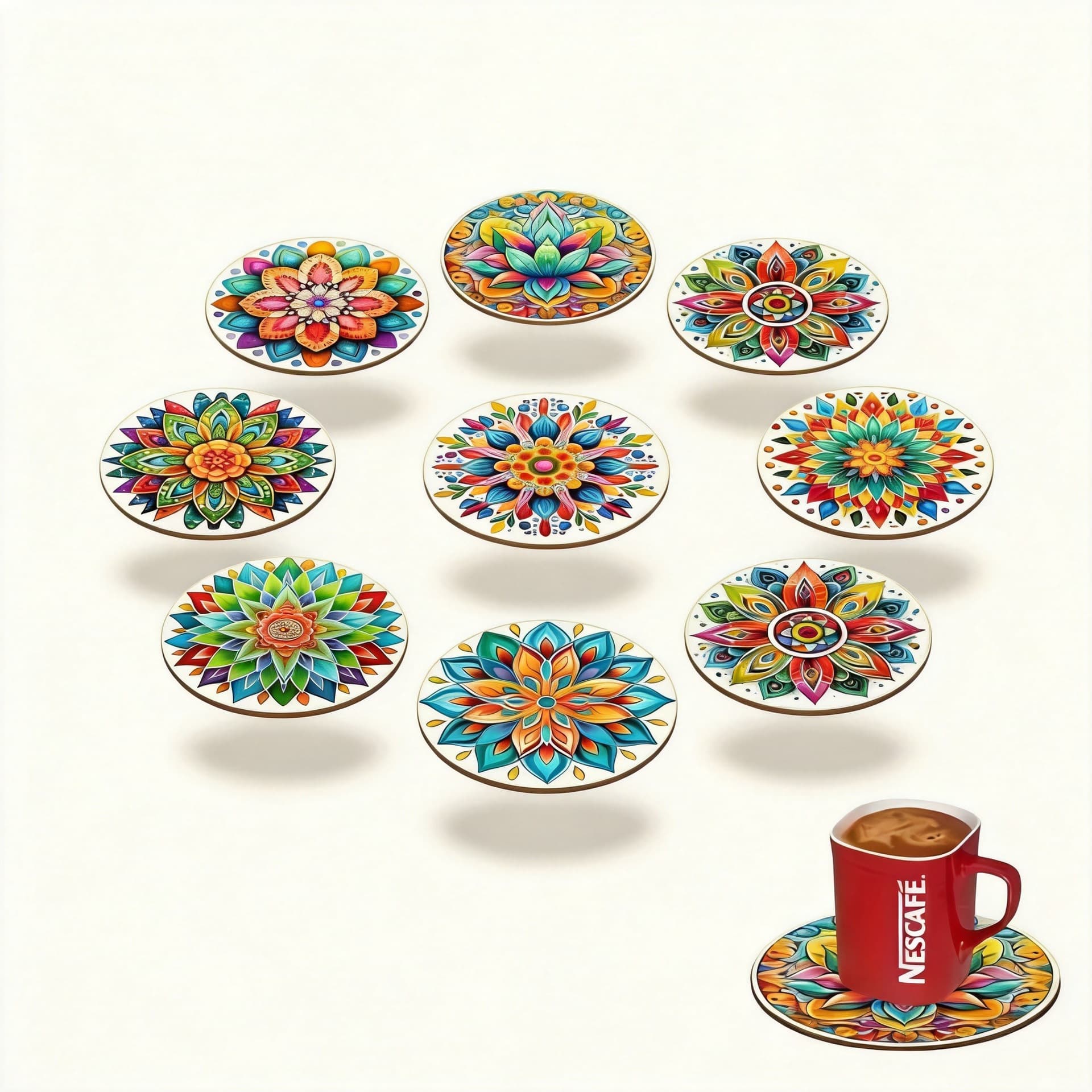 Cross-border new product wooden ethnic style coasters and bowl mats