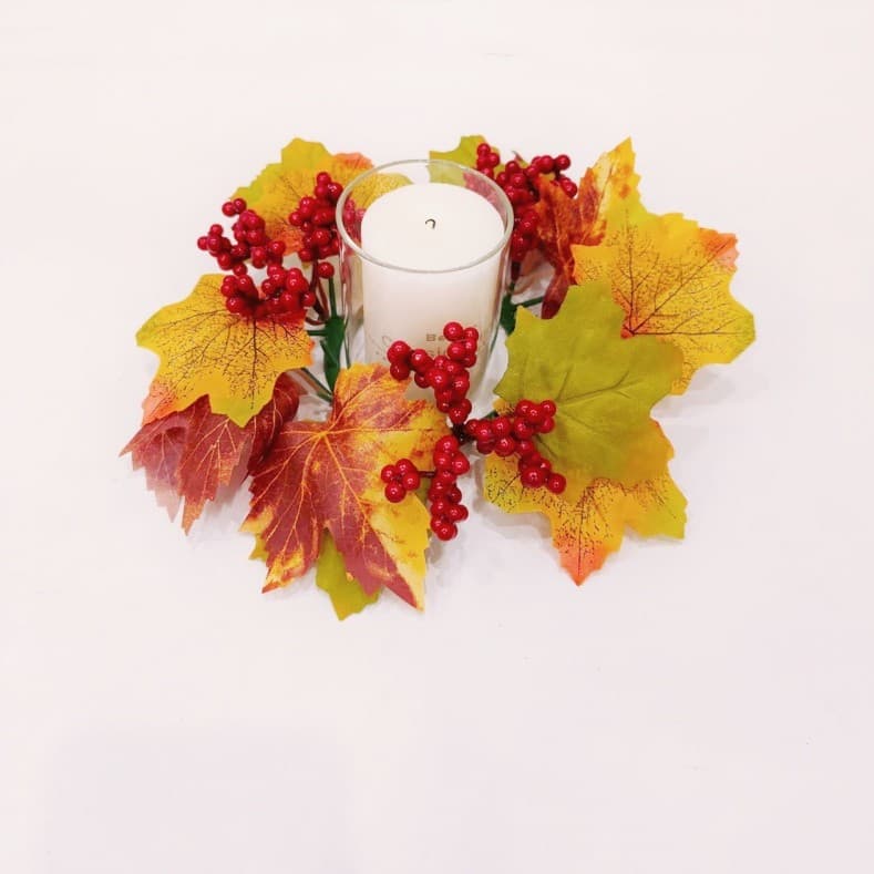 Cross-border new garland, Thanksgiving Harvest Festival decoration, maple leaf candlestick, pumpkin garland, desktop decoration, candlestick