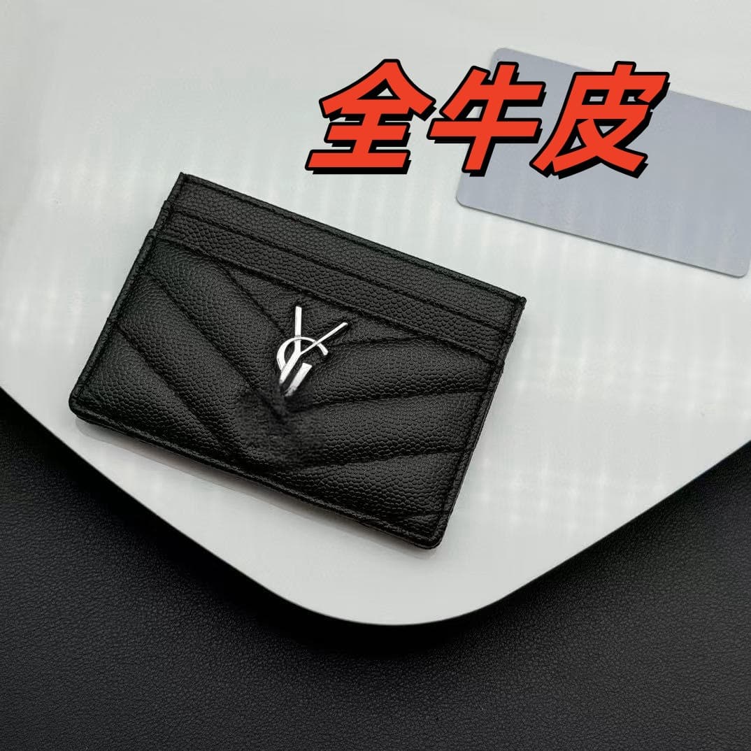 Yangshulin Caviar Card Holder Genuine Leather Women's Wallet Card Case Anti-Demagnetization Card Sleeve Mini Convenient Coin Purse Premium