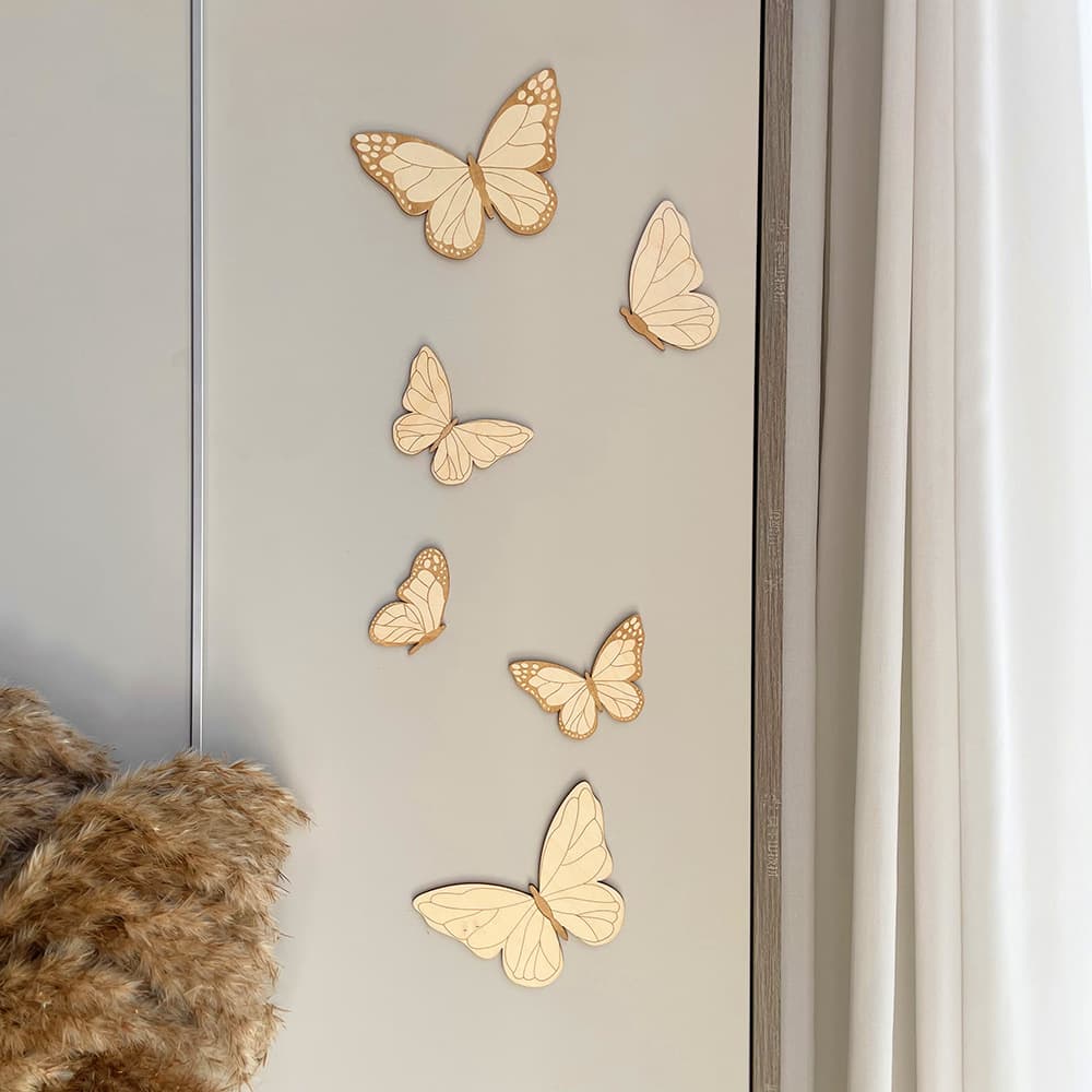 INS Nordic Style Kids Room Wooden Wall Decoration Butterfly Wall Art for Home Photography Ambiance Decor