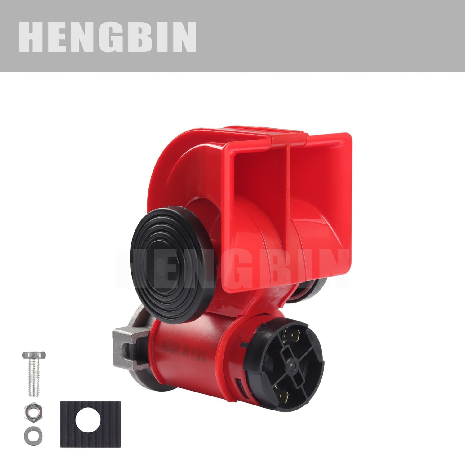 Car Horn 12V 24V Universal Square Air Pump Horn Red Modified Air Horn for Car Truck Motorcycle