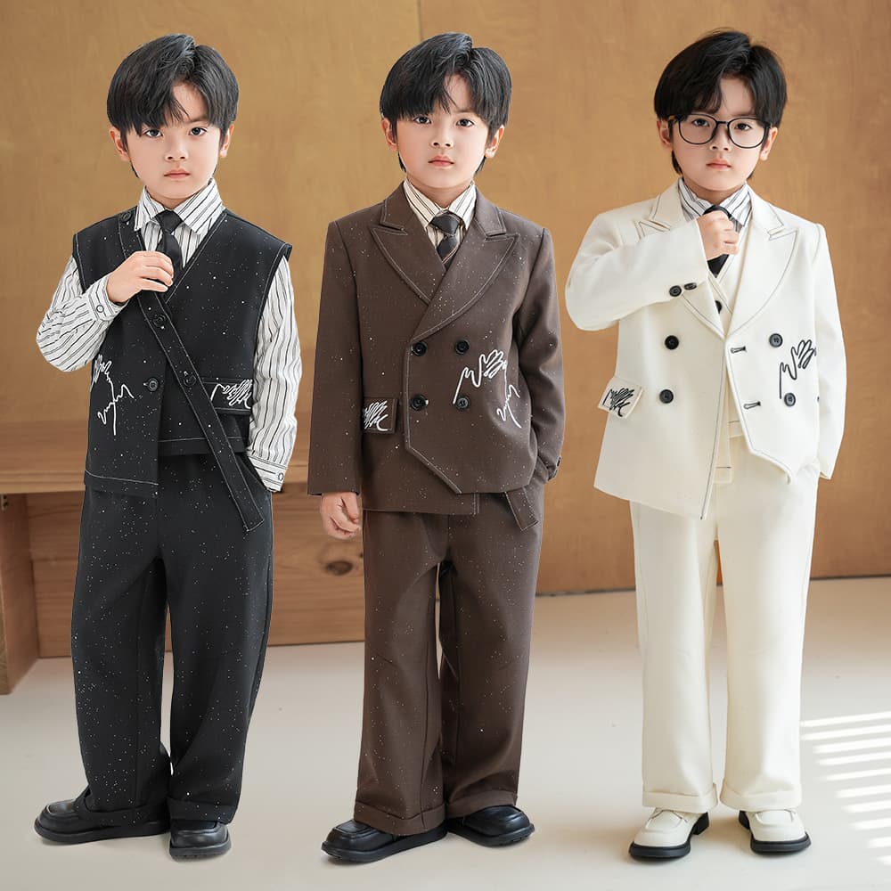 Children's Suit Set Autumn New British Gentleman First Birthday Pageant Performance Outfit Boys Stage Fashion Show Photography Attire