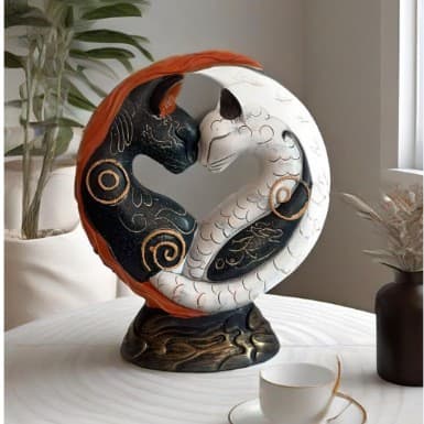 New Cross-Border Black and White Cat Yin Yang Art Desk Resin Craft