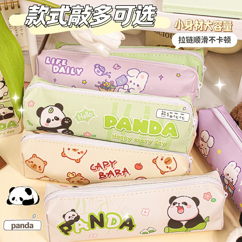 Panda Pattern Pencil Case Large Capacity Canvas Pen Bag for Middle and High School Boys Ins Pencil Case Student Prize Stationery
