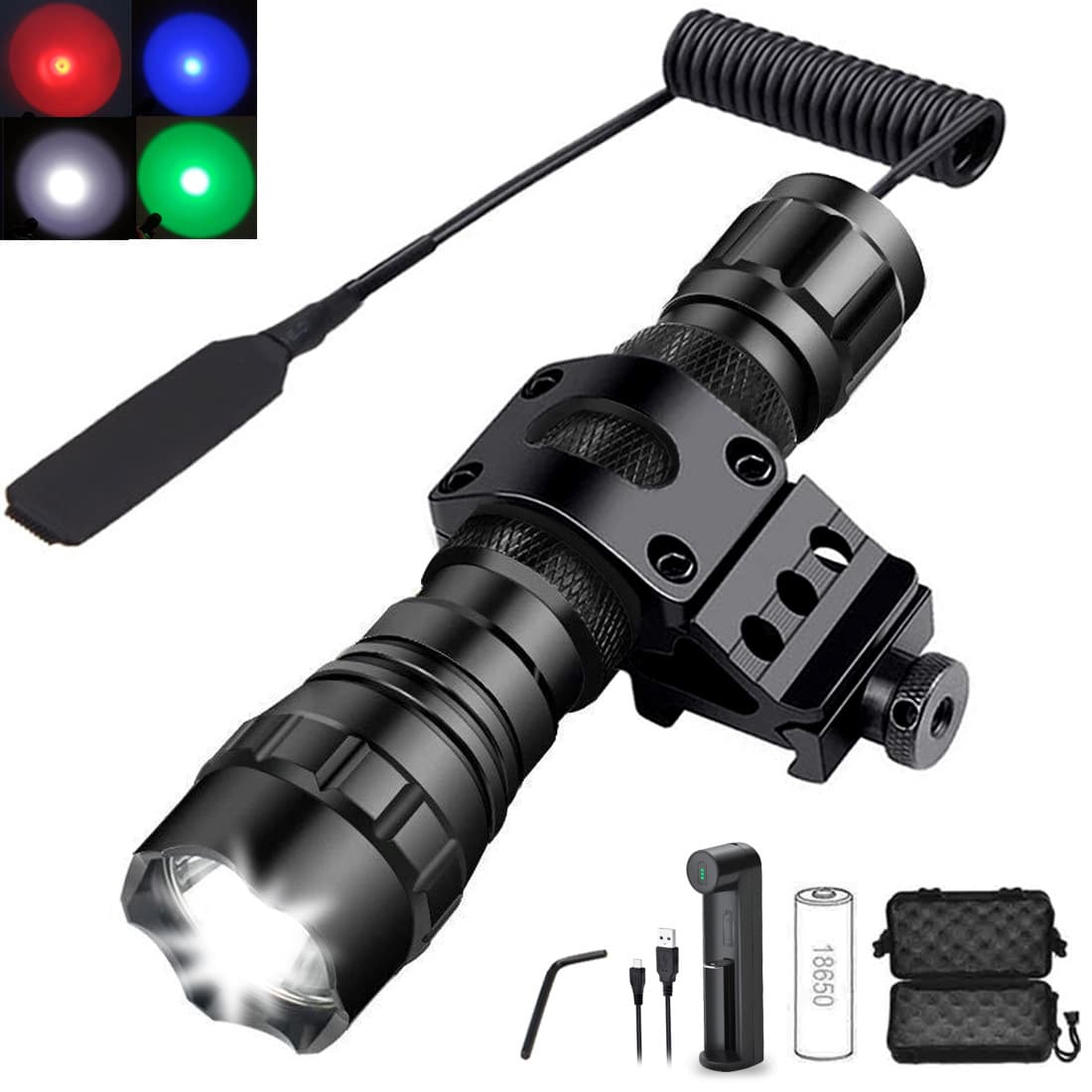Portable Tactical Flashlight Set 501B Outdoor Patrol High Brightness Aluminum Alloy LED Light Source for Camping Hiking Self Defense Search