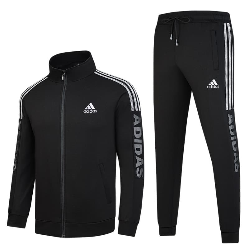 Adidas Jacket Set Men's Outerwear Spring and Autumn Casual Loose Sports Cardigan Sweatshirt Pants Embroidered Logo Two-Piece Set