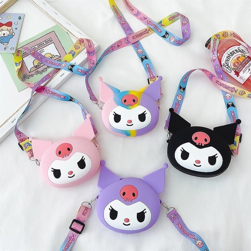 New Year Bestseller Kids Bag Kuromi Silicone Bag Fashionable Crossbody Bag Kids Bag Girls Cute Coin Purse