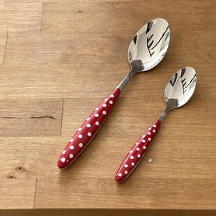 Korean Red Polka Dot Breakfast Spoon, Ins-Style Exquisite Cute Dessert Ice Cream Spoon, Main Course Spoon, French High-End Feel