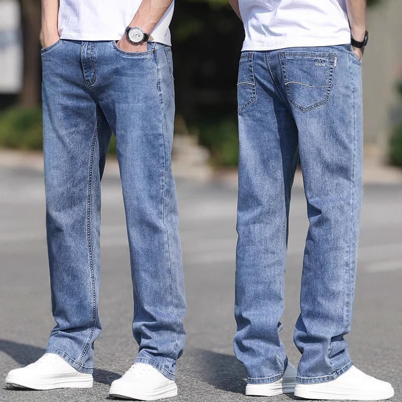 Men's Autumn Jeans Stretch Straight Loose Fit Summer Slim Casual Versatile Long Pants