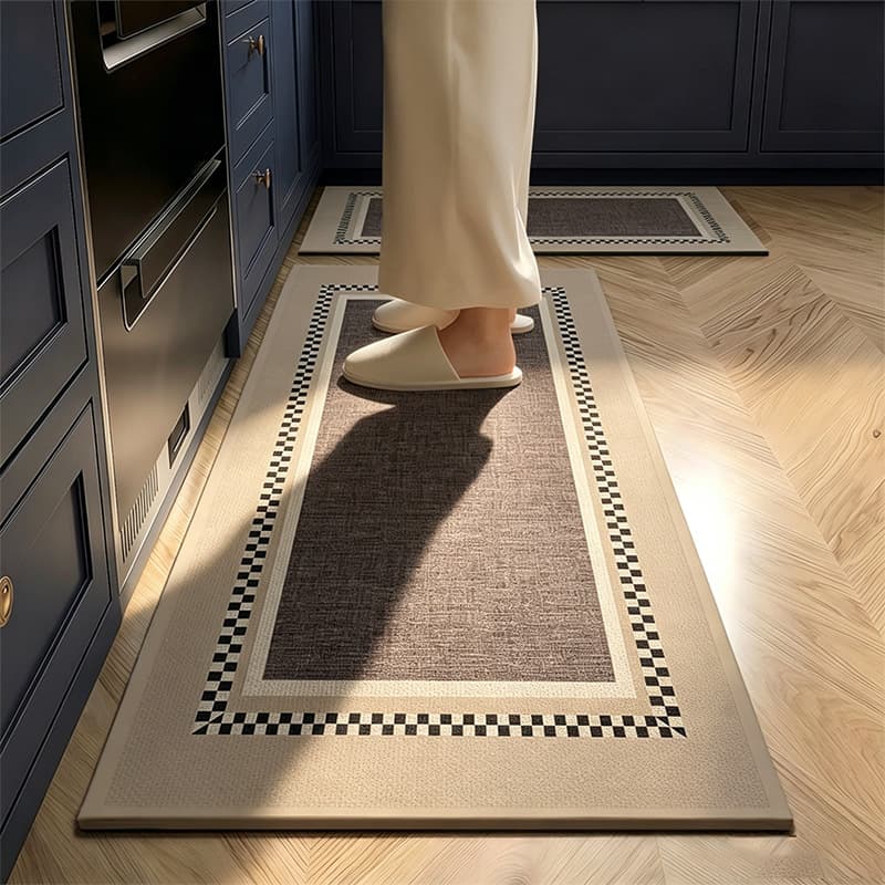New Mid-Century Style Kitchen Mat, Salley Hemp Absorbent Mat, Stain-Resistant Foot Mat, Household Non-Slip Mat, Light Luxury Kitchen Floor Mat