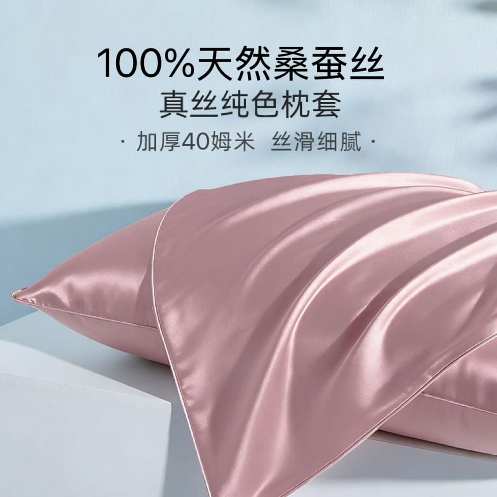 Premium 40 Momme Mulberry Silk Pillowcase 100% Mulberry Silk Solid Color Silk Pillowcase Ice Silk Summer Pillowcase Pair Set
