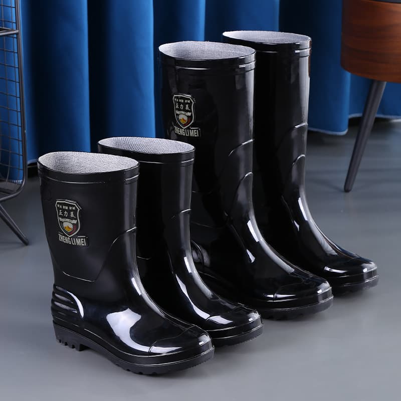 Thickened High-Cut Waterproof Shoes, Durable Rain Boots, Men's Summer Adult Acid and Alkali Resistant Rubber Shoes, Car Wash Slip-Proof Overshoes