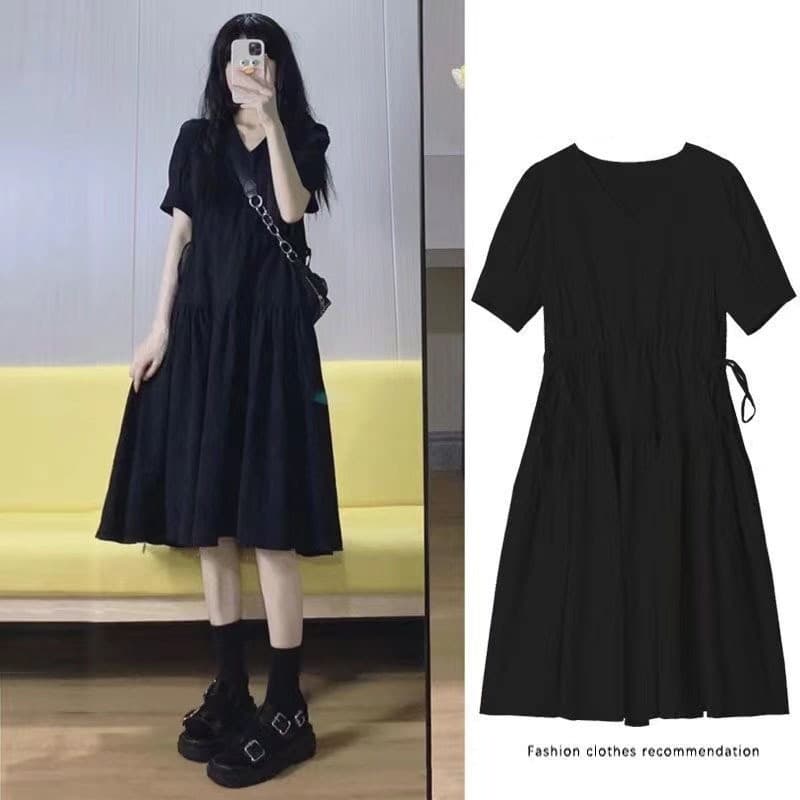 Maternity Skirt Summer Dress Knee-Length Long Dress Trendy Mom Fashion Elegant Loose Black Dress Western Style Slim Fit
