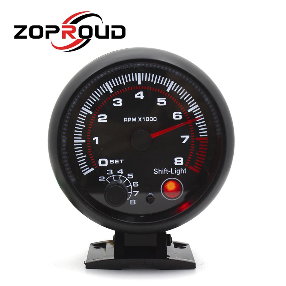 95mm Car Modification Tachometer 3.75-Inch Universal 0-8000RPM Alarm Function Instrument Cluster 1-8 Cylinders