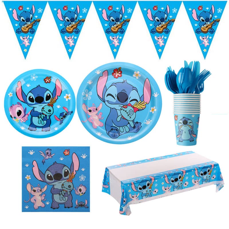 Kids Birthday Party Supplies Starry Baby Theme Paper Cups Plates Tablecloth Banners Napkins Tableware Straws Hats
