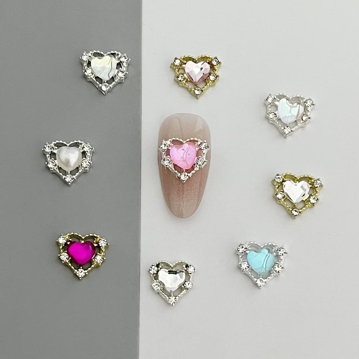 Cross-border Hot-selling Love Female Warrior Alloy Nail Art Ornament Super Sparkling Diamond-studded Hollow Heart Golden Scepter Nail Rhinestone