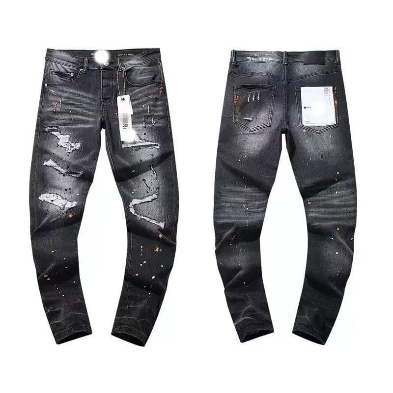 Cross-border wholesale purple American high street ripped patch trendy retro straight-leg Amiri jeans brand