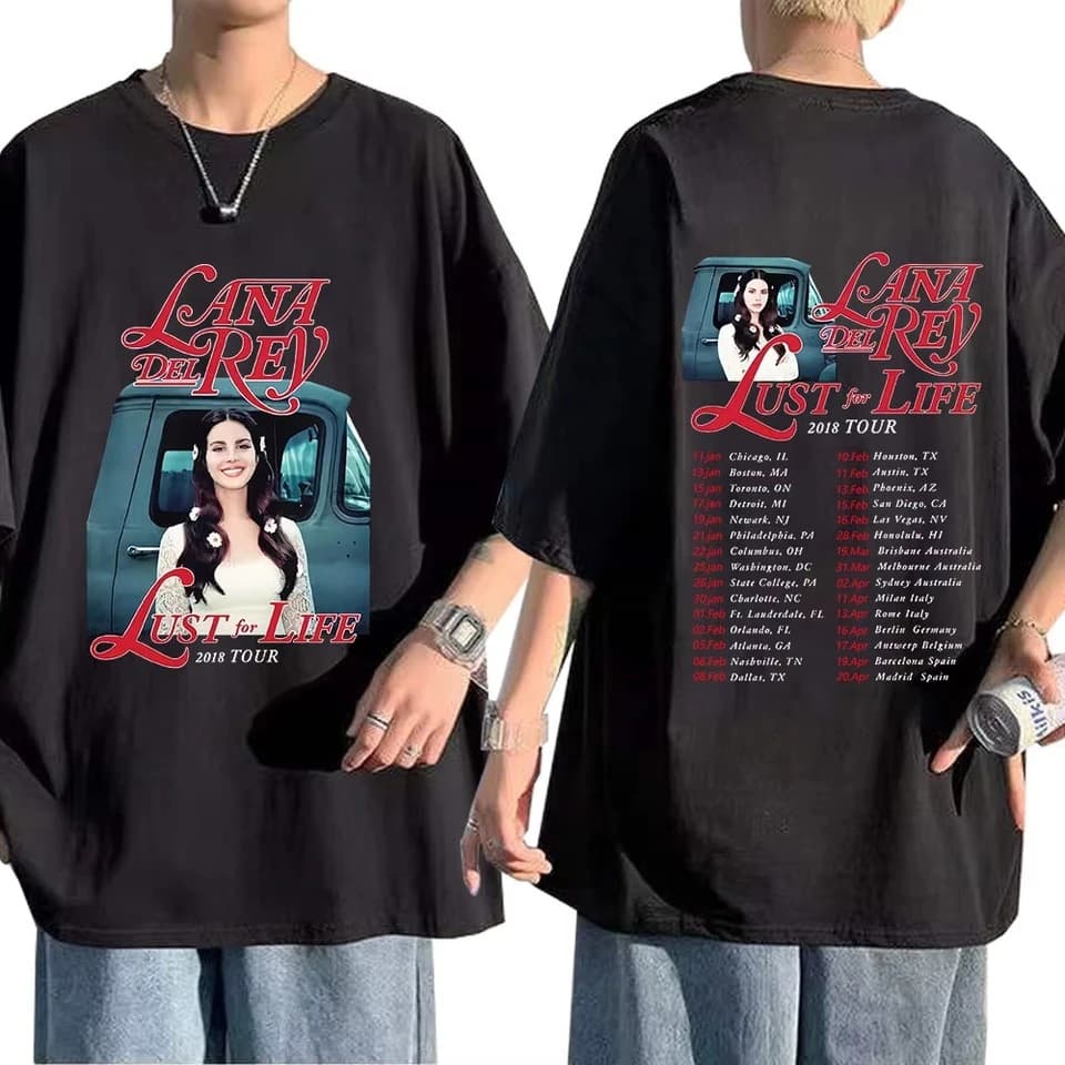 Singer Lana Del Rey Vintage T-Shirt Lust for Life Tour Music Album Unisex Hip Hop T-Shirt