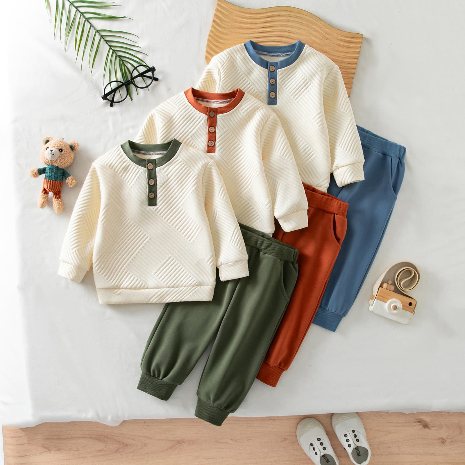 Cross-border Toddler Boys' Long-Sleeve Round Neck Sweatshirt Hoodie Pants Autumn Winter Sportswear Two-Piece Set
