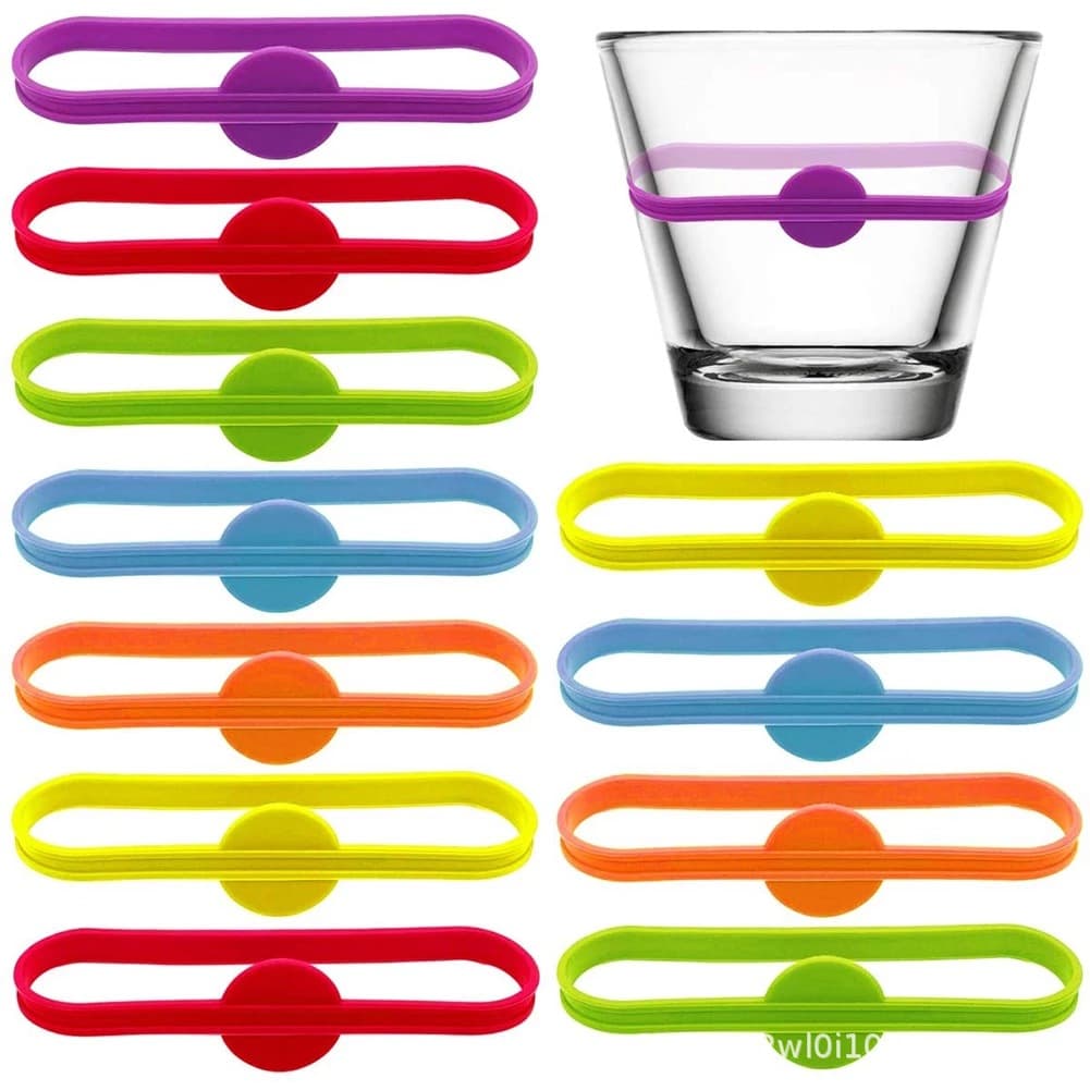 Wine glass markers, 6-color silicone wine glass markers, beer cocktail glass markers, water cup wine glass labels and identifiers