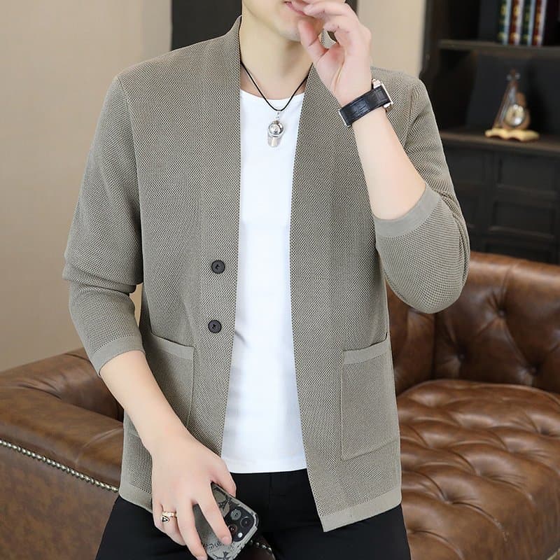 Fashion Casual Men's 2026 Fall/Winter New Knit Cardigan Men's Sweater Jacket Top
