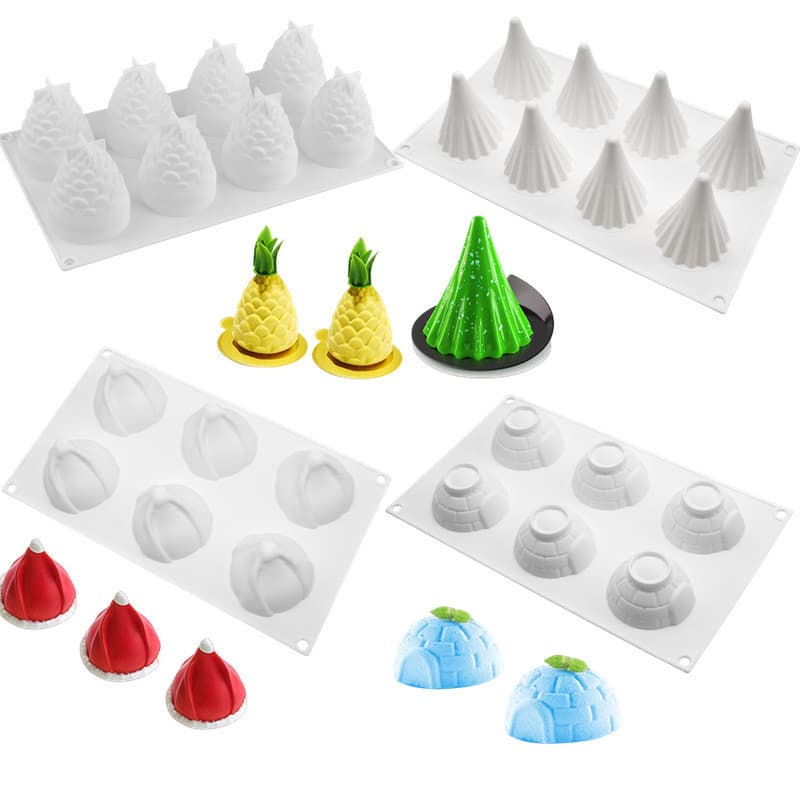 Christmas Silicone Cake Mold Christmas Tree Hat Mousse Dessert Tool Pinecone Aromatherapy Candle Soap Mold