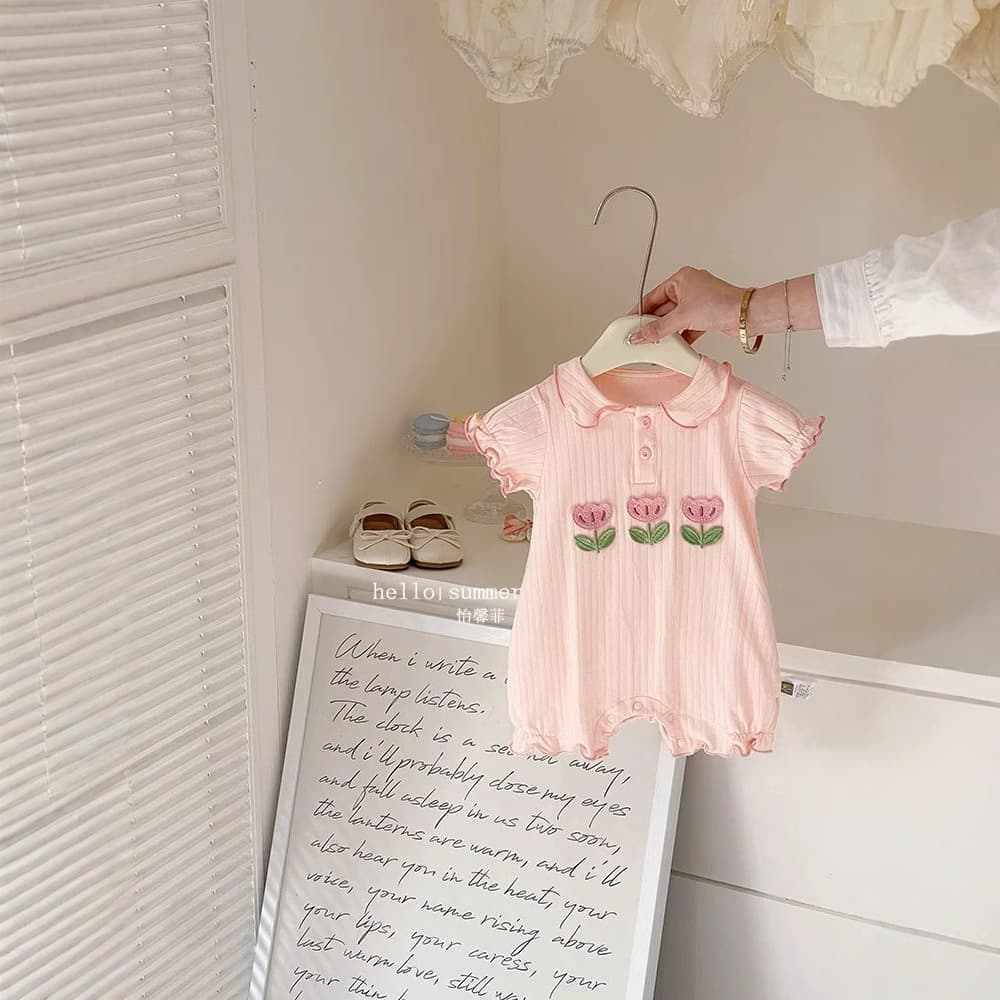 Pure cotton summer new baby clothes small flower thin jumpsuit girl baby thin short-sleeved romper 0-2 years old