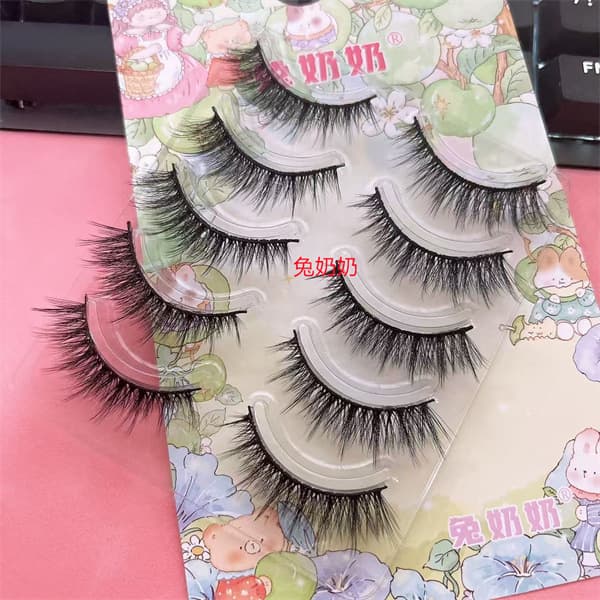 Grandma Rabbit 282 Bold Glamour Mixed-Race Lashes Pure Wild Smoky Eye Makeup Hard Stem Lifts Double Eyelids