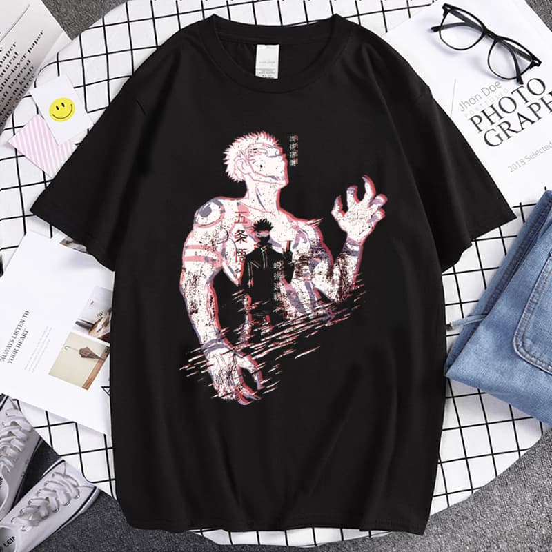 Japanese comic peripheral Jujutsu Kaisen spell returns two-dimensional men's and women's round neck short-sleeved European size pure cotton T-shirt
