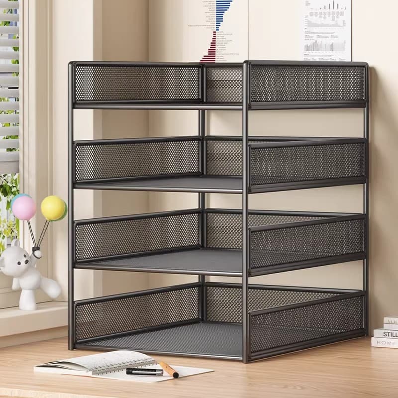 A4 Desktop File Organizer Metal Document Rack Multi-layer File Holder Office File Storage