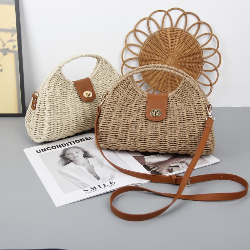 Women's Crossbody Bag New Fashion Shoulder Straw Woven Bag Niche Handbag Holiday Beach Bag Korean Style Straw Woven Bag