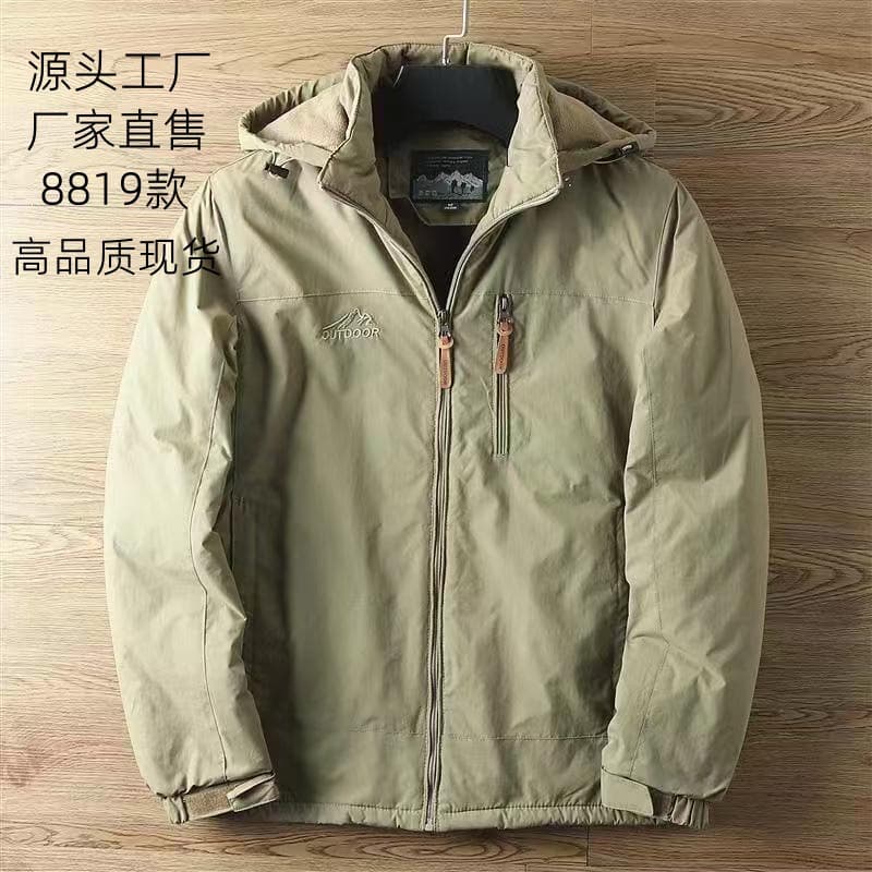 Classic Tech Triple Protection High-Density Windproof Waterproof Men's Outdoor Fleece-Lined Thickened Warm Workwear Windbreaker Jacket