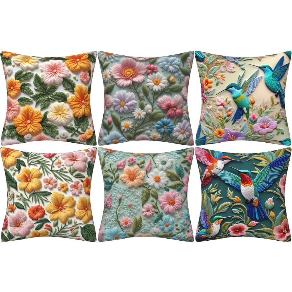 TEMU Cross-Border New Decorative Pillow Cover 3D Three-Dimensional Effect Floral Pillow Cover Sofa Cushion Cover Digital Printing