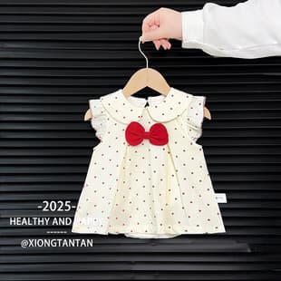 Baby Summer Romper Thin Baby Crawling Suit Sweet Cute Polka Dot Newborn Bow Bodysuit