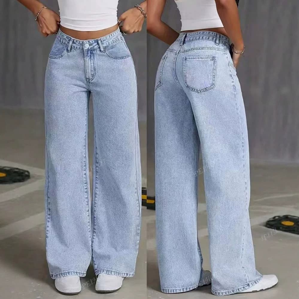 Amazon AliExpress Women's Jeans Spring Fall Sweet & Spicy Style High-Waist Versatile Straight-Leg Loose Casual Long Pants