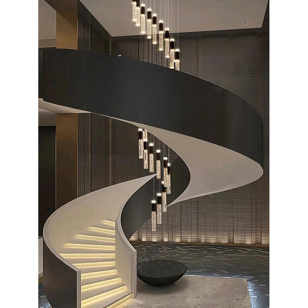 Light Luxury Large Crystal Chandelier for High Ceiling Loft Apartment Villa Duplex Spiral Staircase Rotating Chandelier