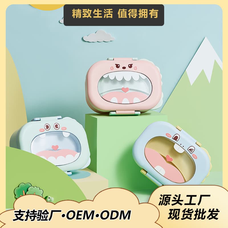 Kids Cute Dinosaur Stainless Steel Cartoon Lunch Box with Water Injection Heating and Cutlery
