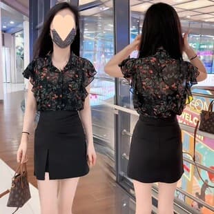 Floral Chiffon Shirt for Women 2026 New Summer Loose Retro Hong Kong Style Thin Versatile Youthful Top