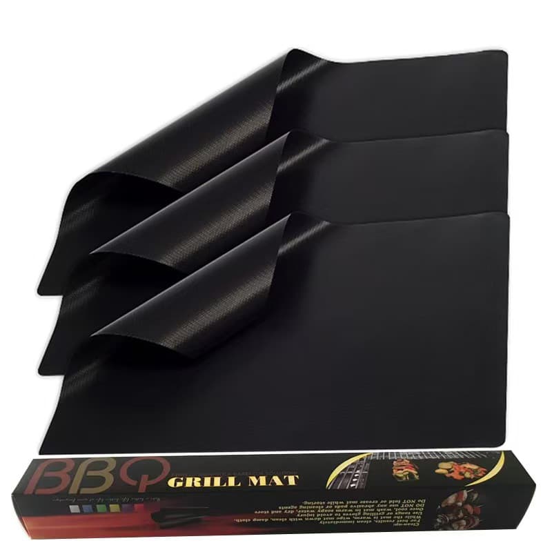 BBQ Grill Mat Tool, Teflon Oven Mat Non-Stick Outdoor BBQ Mat, High Temperature Resistant BBQ Mat Set