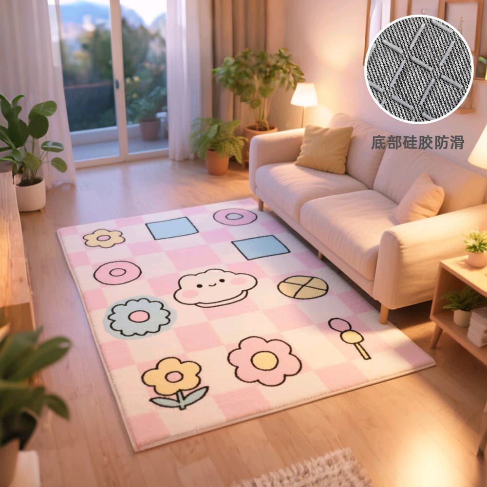 Modern minimalist carpet living room thickened non-slip geometric imitation cashmere carpet sofa children's room bedroom floor mat