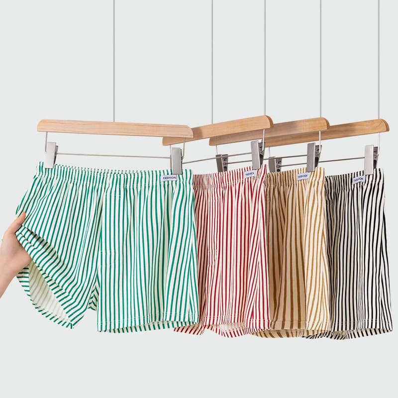 Men's Striped Boxer Shorts, Home Wear Shorts, Casual Shorts, Loose Breathable Plus Size, Versatile Sleepwear, Thin Style