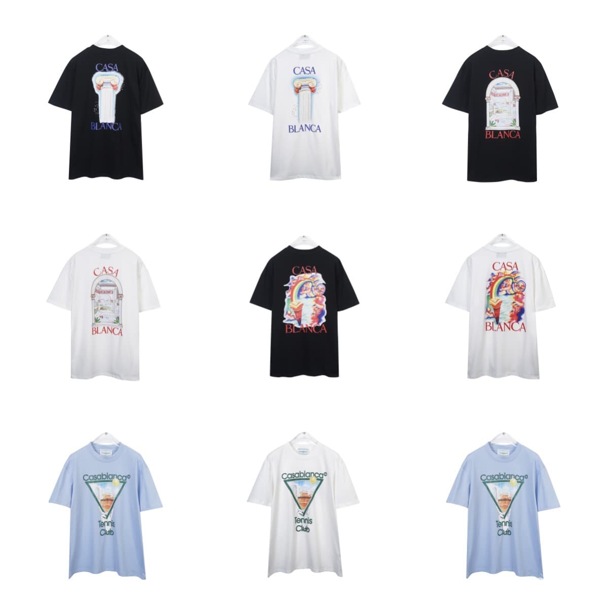 Casablanca 25SS new letter logo printed painted graffiti short-sleeved T loose large size men's and women's T-shirt