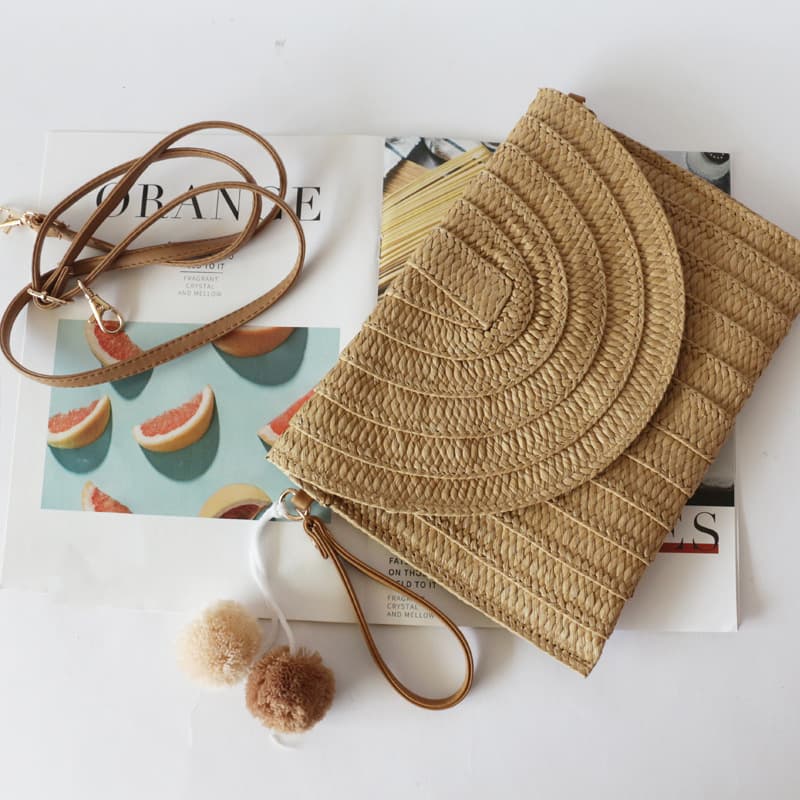 Spot New Ball Clutch Bag Straw Bag Single Shoulder Crossbody Casual Beach Bag Woven Women's Bag Dropshipping