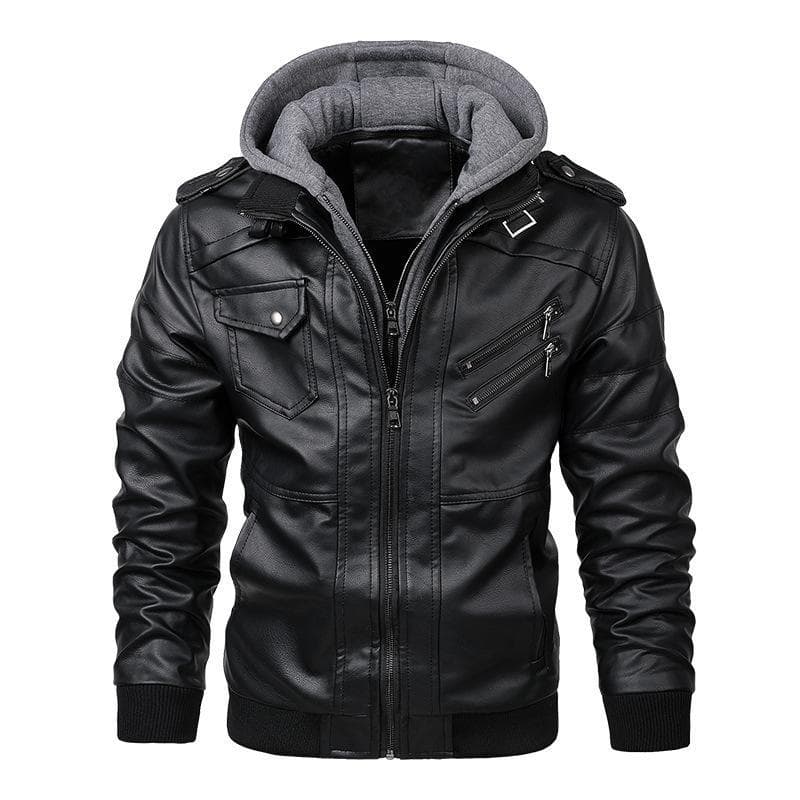 Wish PU Leather Jacket for Men Slim Fit Zipper PU Jacket Autumn Men's Leather Jacket Coat Black
