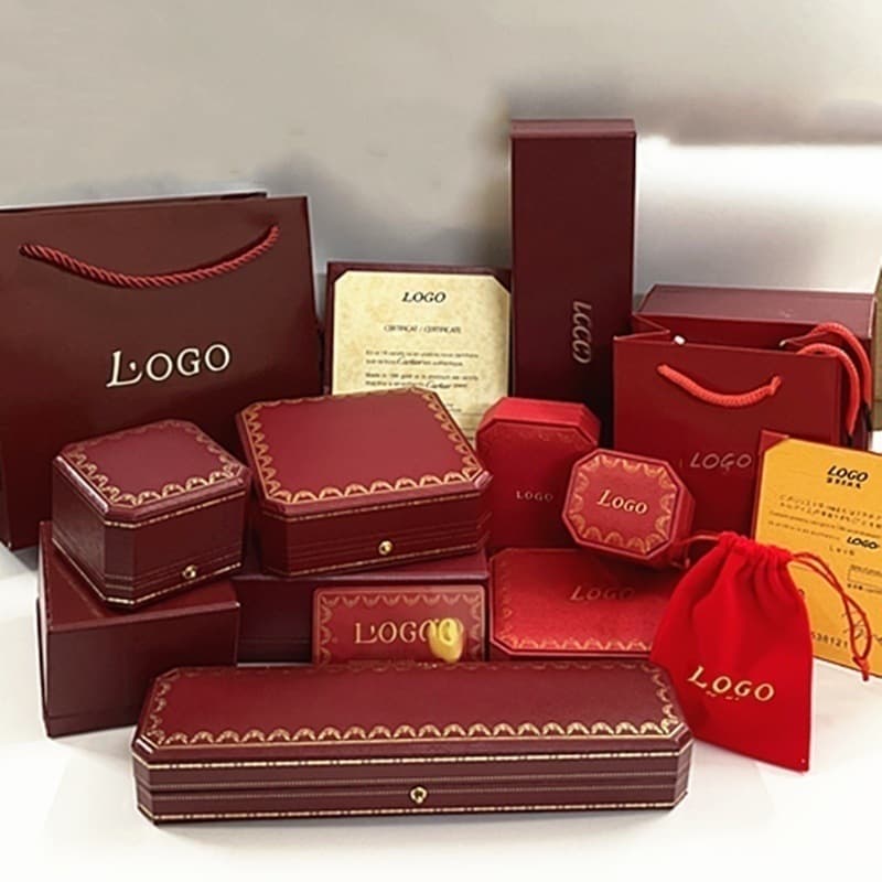 Kajia Necklace Packaging Box Gold Edition CA Red Octagon Bracelet Earrings Bracelet Ring Jewelry Accessories Box Wholesale