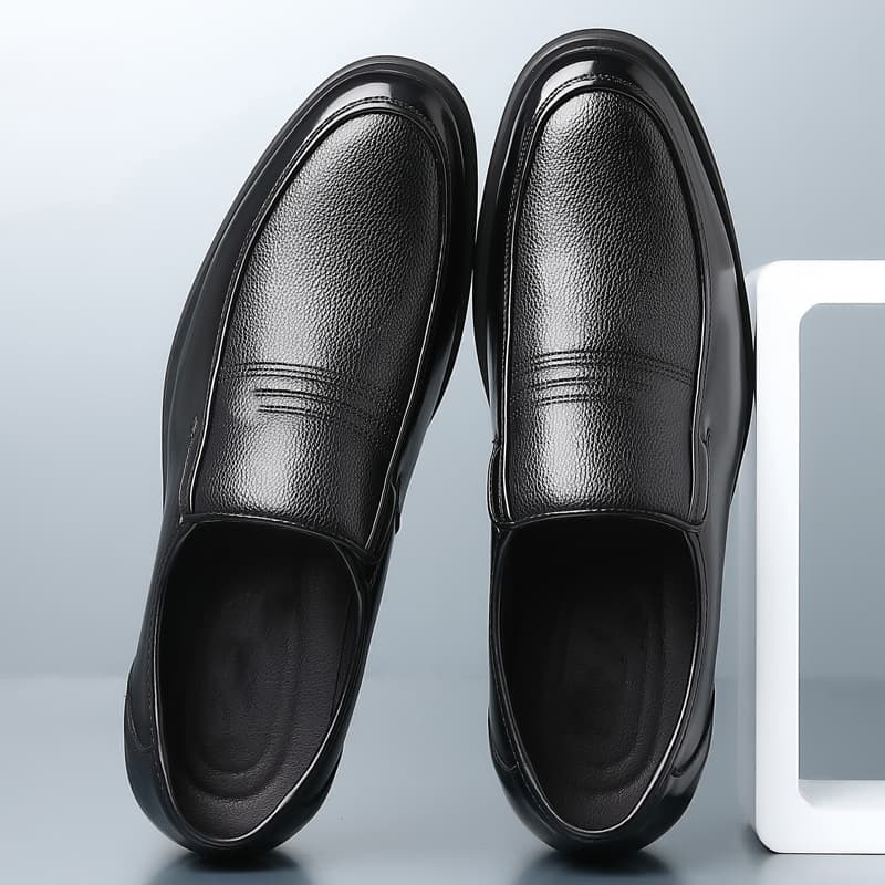 Men's Leather Shoes Genuine Leather Spring Business Formal Men's Shoes Black Cowhide Casual Elderly Shoes for Middle-Aged and Senior Dads