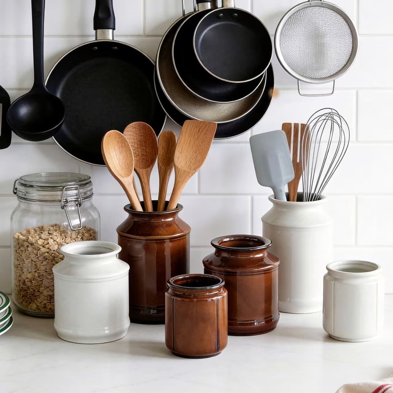 Kitchen Storage Jar Ceramic Storage Tube Home Use Chopsticks Tool Spoon Cooking Western Tableware Storage Box Cross-Border
